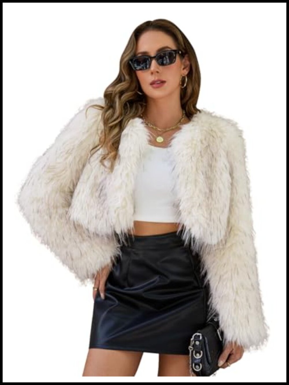 Faux Fur Cropped Coat Fuzzy Long Sleeve Winter Jacket